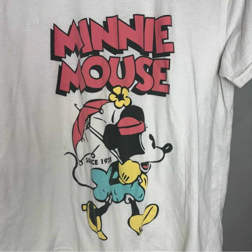 Minnie Mouse T-Shirt Disney‎ Size XXL Retro Umbrella Minnie White